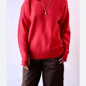 NWT Tibi Boiled Wool Easy Pullover Sweater in Red, XL